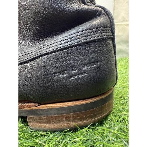 rag & bone Kent Black Pebbled Leather Lace-Up Boots Made in USA Distressed Men main image 15